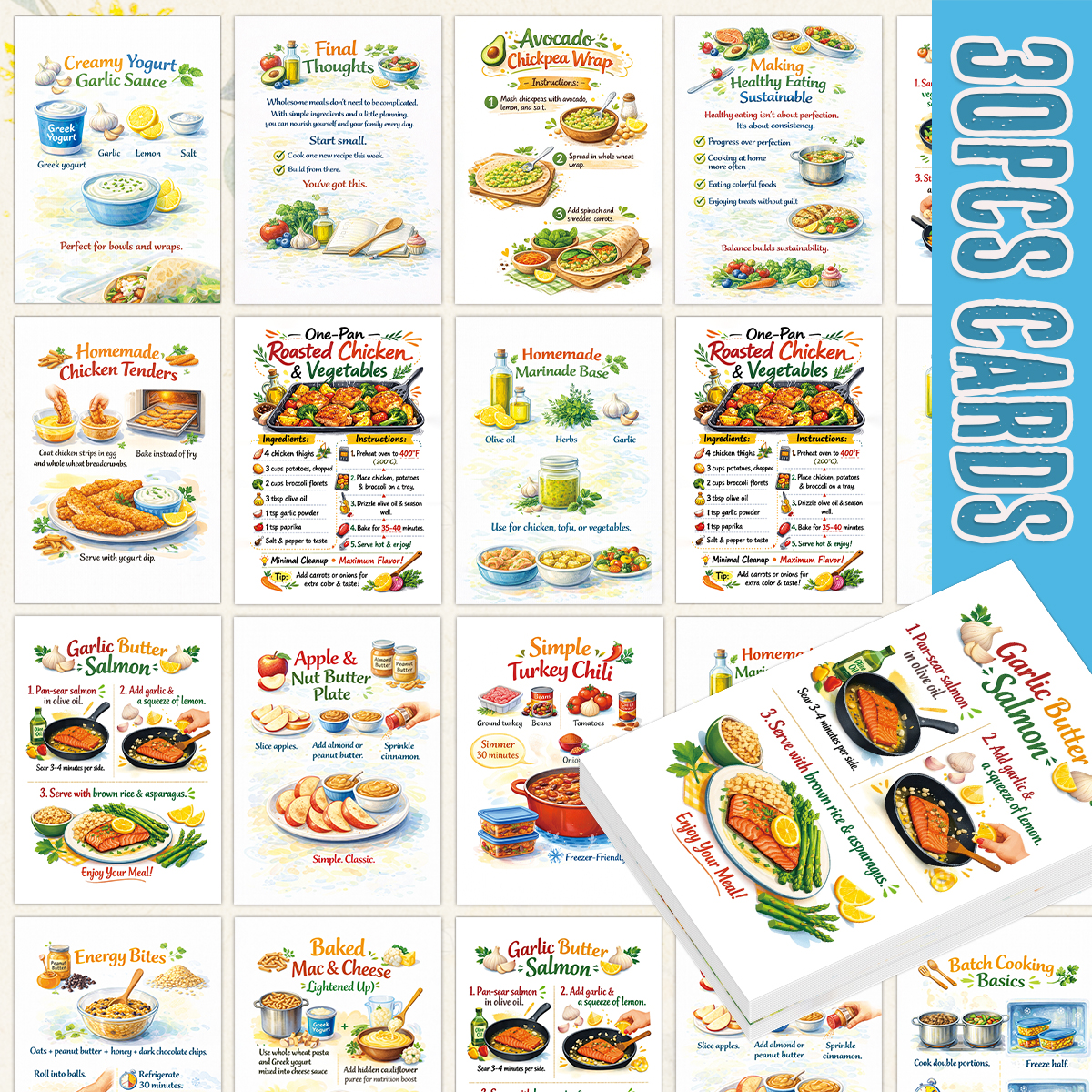 Meal Prep Recipes Healthy - 30 schede con ricette per pasti