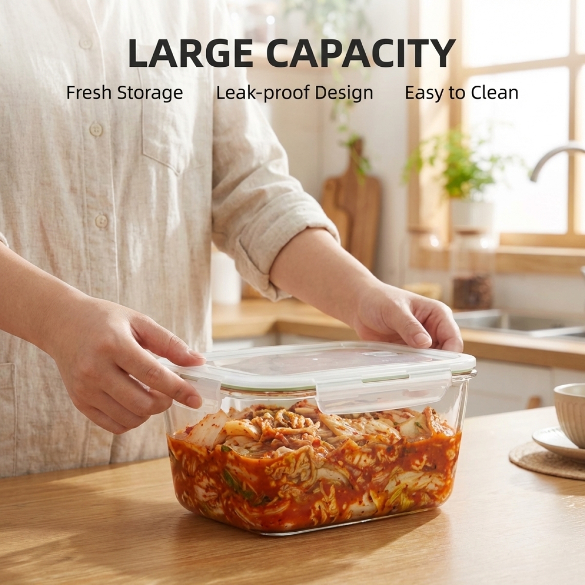 Meal Prep Container - Contenitore impilabile in vetro borosilicato con