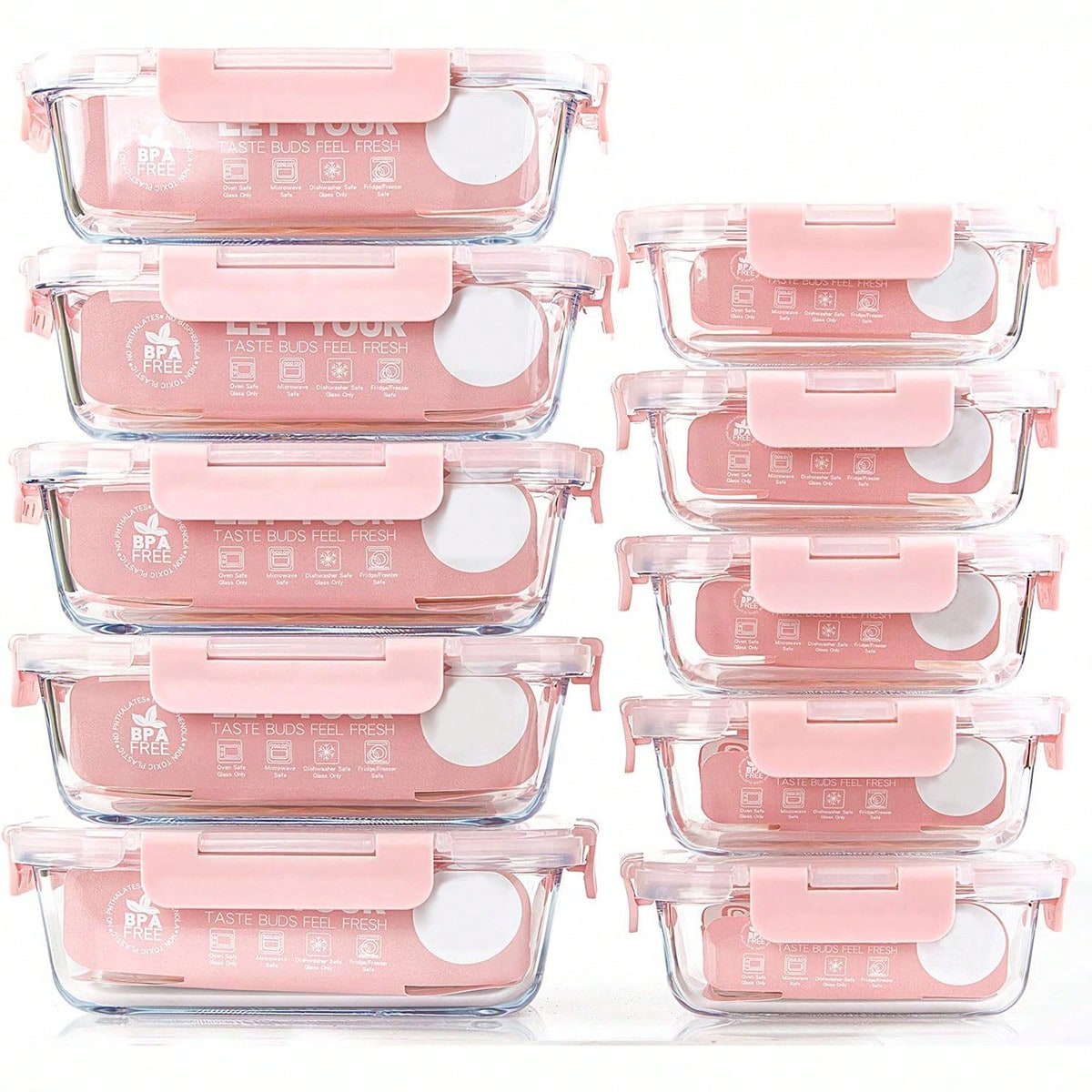 Meal Prep Container - Confezione da 10 contenitori in vetro