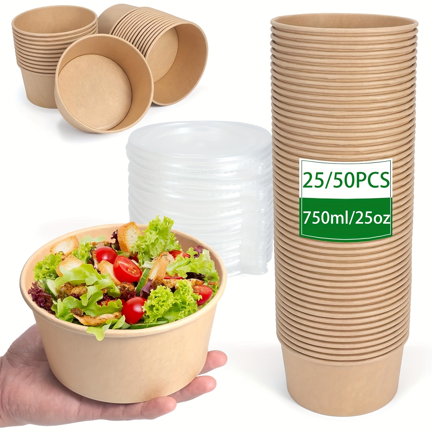 Meal Prep Container - Ciotole di carta da 25 Oz/750