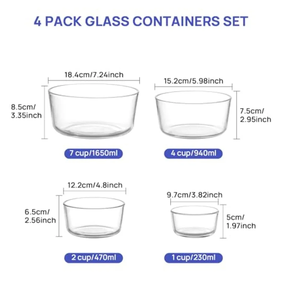 Set di 4 Ciotole in Vetro con  - Meal Prep Container recensione e prezzo