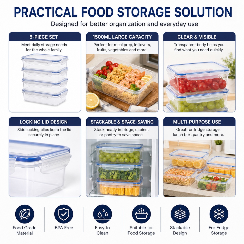 Set di 5 Contenitori in Plasti - Meal Prep Lunch recensione e prezzo