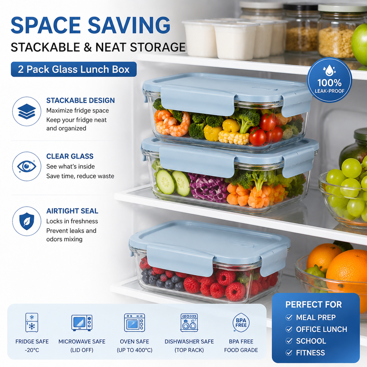 Set di 2 Contenitori in Vetro  - Meal Prep Container recensione e prezzo